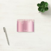 Post-it® Pink rose or métal glacier nom script (Bureau)