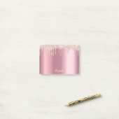 Post-it® Pink rose or métal glacier nom script (Sur un bureau)