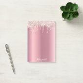 Post-it® Pink rose or métal glacier nom script (Bureau)