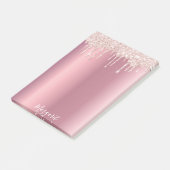 Post-it® Pink rose or métal glacier nom script (Incliné)
