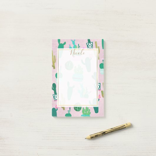 Post-it® Pink Rustique Sud-Ouest Cactus Plantes (Sur un bureau)