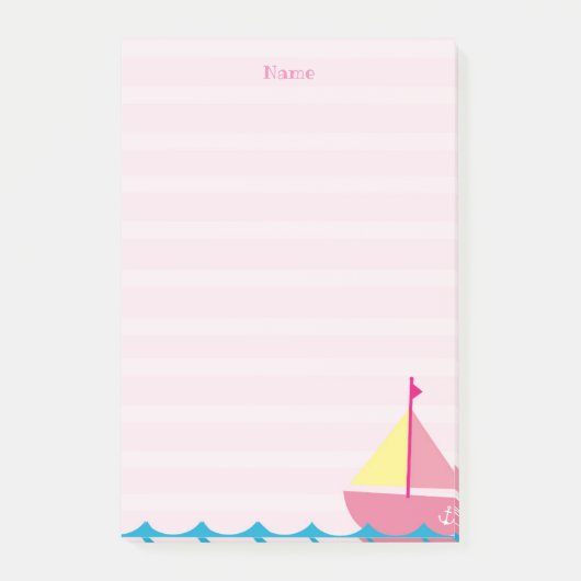 Post-it® Pink Sail Boat Post it Notes (Devant)
