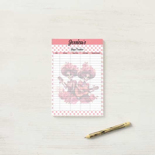 Post-it® Pink Sugar Sketch Steps Tracker (Sur un bureau)