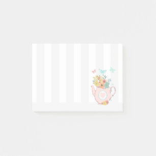 Post-it® Pink Teapot with Flowers & Butterflies