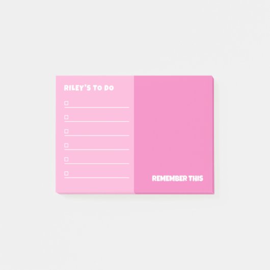 Post-it® Pink to Do & Remember Notes (Devant)