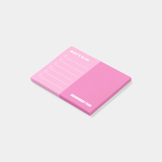 Post-it® Pink to Do & Remember Notes (Incliné)