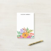 Post-it® Pink Tropical Floral Aquarelle Nom (Sur un bureau)