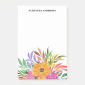 Post-it® Pink Tropical Floral Aquarelle Nom (Devant)