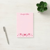 Post-it® Pink Valentine's Day Hearts & Custom Text (Bureau)