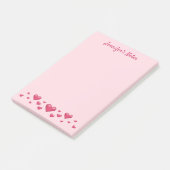 Post-it® Pink Valentine's Day Hearts & Custom Text (Incliné)