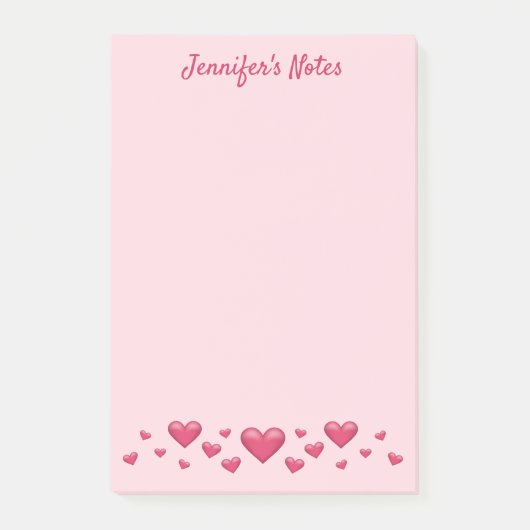 Post-it® Pink Valentine's Day Hearts & Custom Text (Devant)