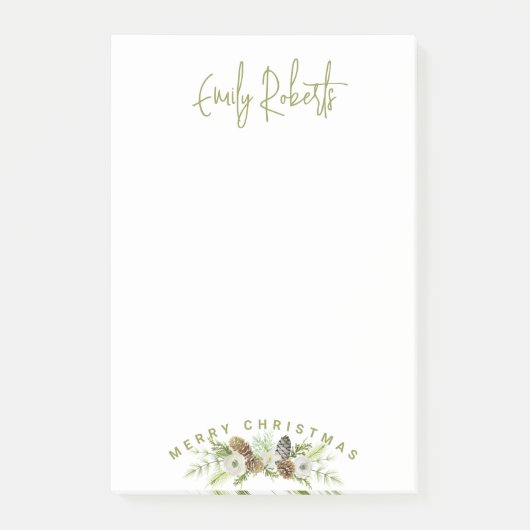 Post-it® Pins floraux verts couronne de Noël (Devant)