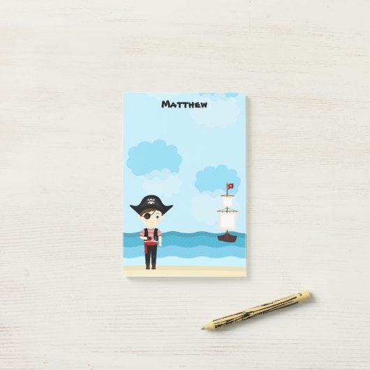 Post-it® Pirate Boy (Sur un bureau)