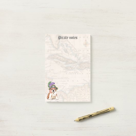 Post-it® Pirate de bouledogue (Sur un bureau)