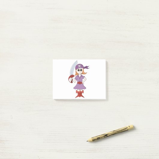 Post-it® Pirate Girl (Sur un bureau)