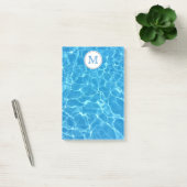 Post-it® Piscine Bleue Étincelante Monogramme d'eau Bleue (Bureau)