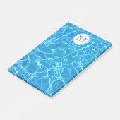 Post-it® Piscine Bleue Étincelante Monogramme d'eau Bleue (Incliné)