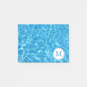 Post-it® Piscine Bleue Étincelante Monogramme d'eau Bleue