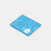Post-it® Piscine Bleue Étincelante Monogramme d'eau Bleue (Incliné)