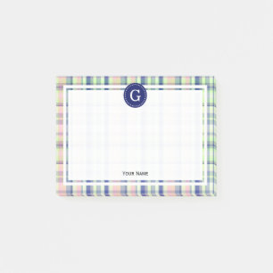 Post-it® Pistachio Green Navy Pink Madras Plaid #21IR Frame