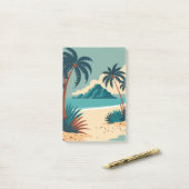 Post-it® Plage de dessin animé tropical d'été (Sur un bureau)