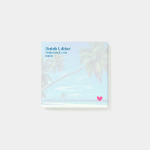 Post-it® Plage de sable blanc avec Mariage de palmiers trop