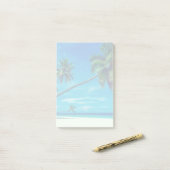 Post-it® Plage de sable blanc avec palmiers tropicaux (Sur un bureau)