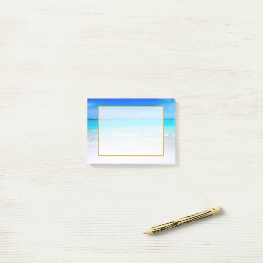 Post-it® Plage tropicale avec mer turquoise (Sur un bureau)