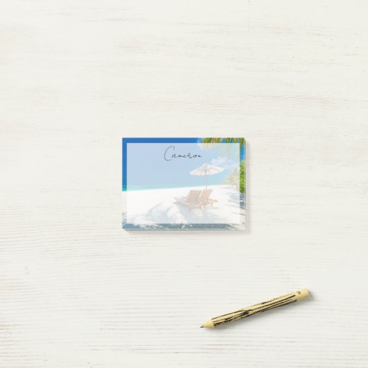Post-it® Plages tropicales | Plage de chaises longues Bora  (Sur un bureau)
