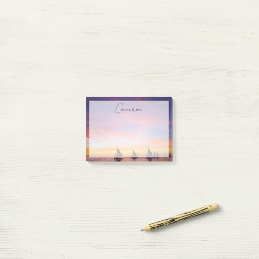 Post-it® Plages tropicales | Sunset Sailboats, Phillipines (Sur un bureau)