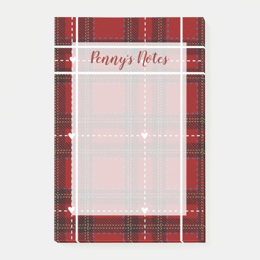 Post-it® Plaid Cœur Rouge (Devant)