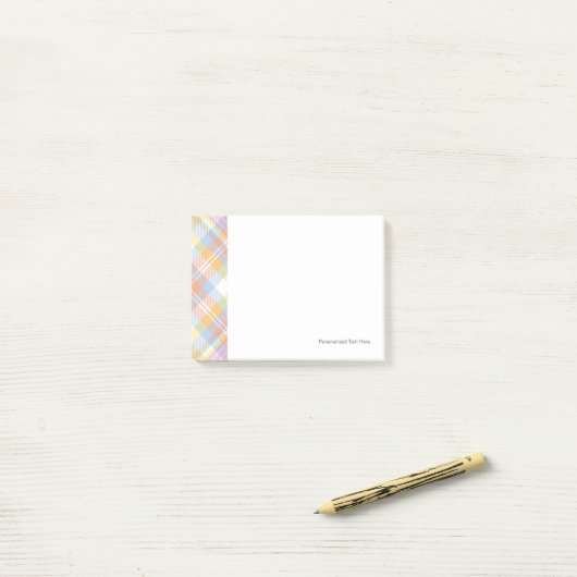 Post-it® Plaid en pastel de rayure (Sur un bureau)
