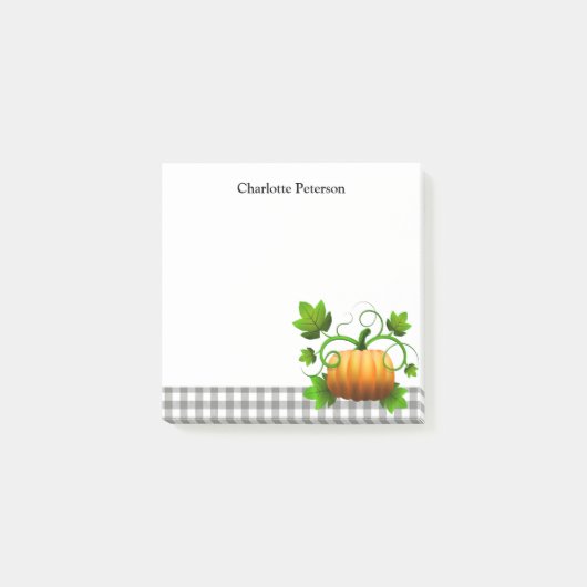 Post-it® Plaid Gris Rustique & Citrouille Thanksgiving Auto (Devant)