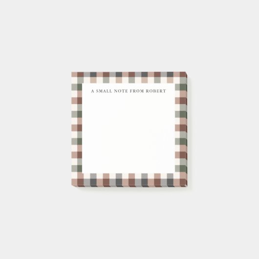 Post-it® Plaid Rustic Earth Tones Small Sticky Notepad  (Devant)