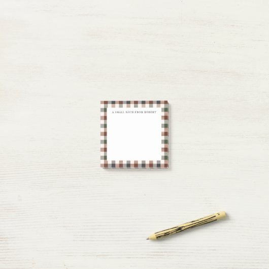 Post-it® Plaid Rustic Earth Tones Small Sticky Notepad  (Sur un bureau)