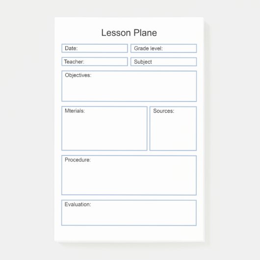 Post-it® plan de leçon simple pour les enseignants (Devant)