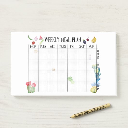 Post-it® Plan de repas hebdomadaire (Sur un bureau)