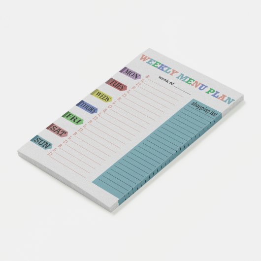 Post-it® Plan hebdomadaire de menu (Incliné)