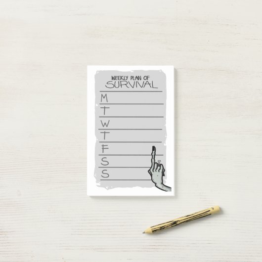 Post-it® Plan hebdomadaire de survie Notes post-it (Sur un bureau)