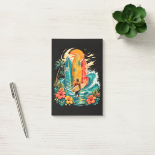 Post-it® Planche de surf Hawaï vague plage surfeur vintage