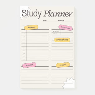 Post-it® Planificateur d'étude minimal avec horaire horaire