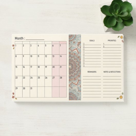 Post-it® Planificateur mensuel Boho Mandala (Bureau)