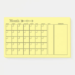Post-it® Planificateur mensuel de calendrier jaune
