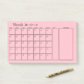 Post-it® Planificateur mensuel rose pâle (Sur un bureau)