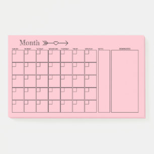 Post-it® Planificateur mensuel rose pâle