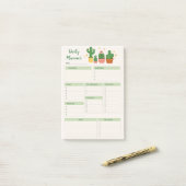 Post-it® Planificateur quotidien Thème Cactus (Sur un bureau)