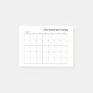 Post-it® Planification de la famille Mois Calendrier vierge