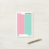 Post-it® Planification quotidienne Pink Mint Now & Later (Sur un bureau)