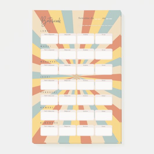 Post-it® Plannificateur de menus (Devant)