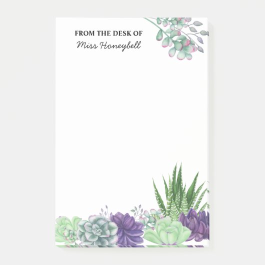Post-it® Plante Succulent de l'aquarelle personnalisée (Devant)